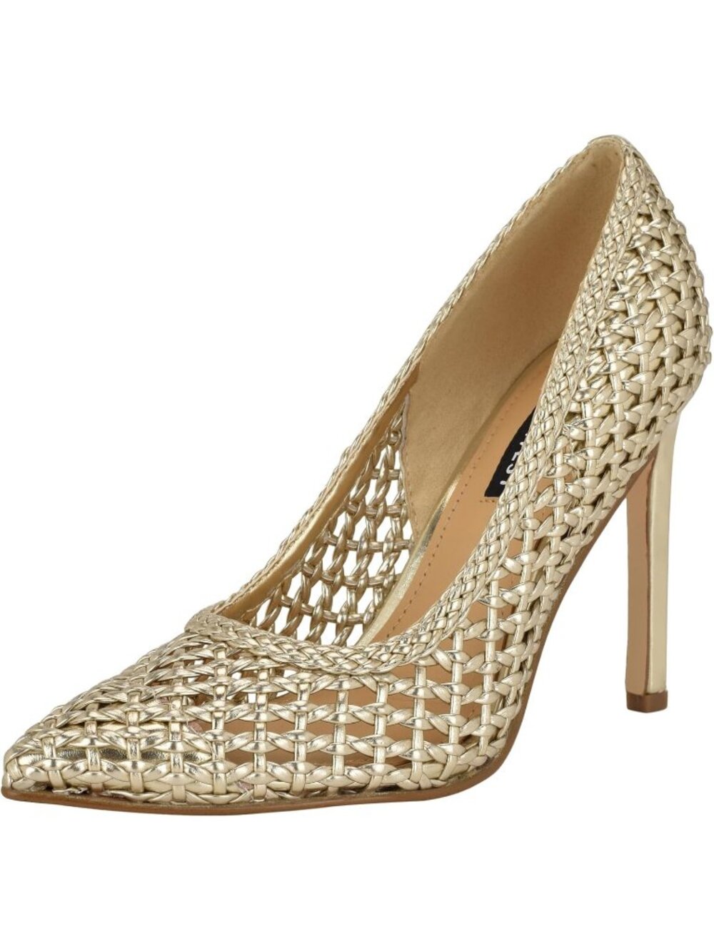 Women's Gold Pointed Toe Footbed Solid Tatiana Pump Casual Covered Heel Shoes
